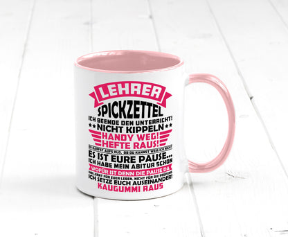 Lehrer Spickzettel | Beruf Tasse lustiger Spruch vl8 Geschenkidee Arbeit