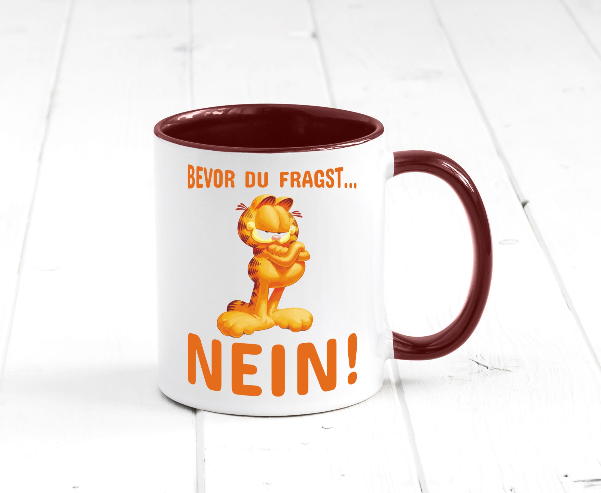 Bevor du fragst? Nein! | grimmige Katze Spruchtasse lustig Tierliebhaber Humor
