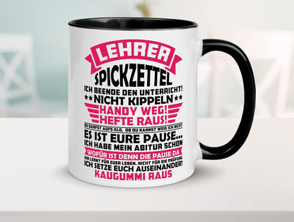 Lehrer Spickzettel | Beruf Tasse lustiger Spruch vl8 Geschenkidee Arbeit