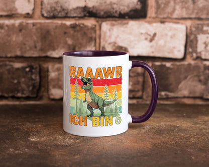 6. Geburtstag | 6 Jahre rarrrr ich bin Dinosaurier Humor Geschenkidee Tasse