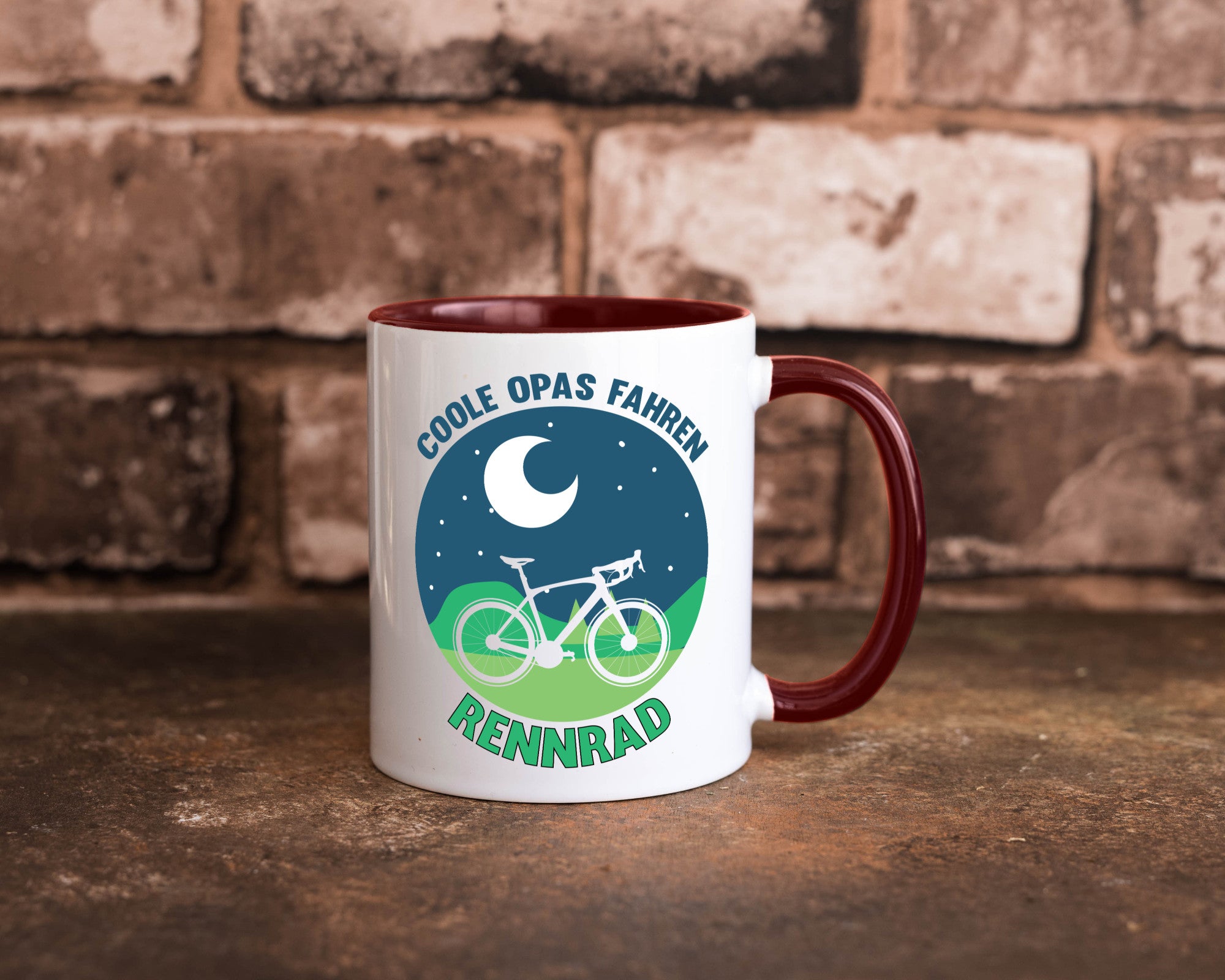 Coole Opas fahren Rennrad | Mond Landschaft Geschenk Familie Geschenkidee