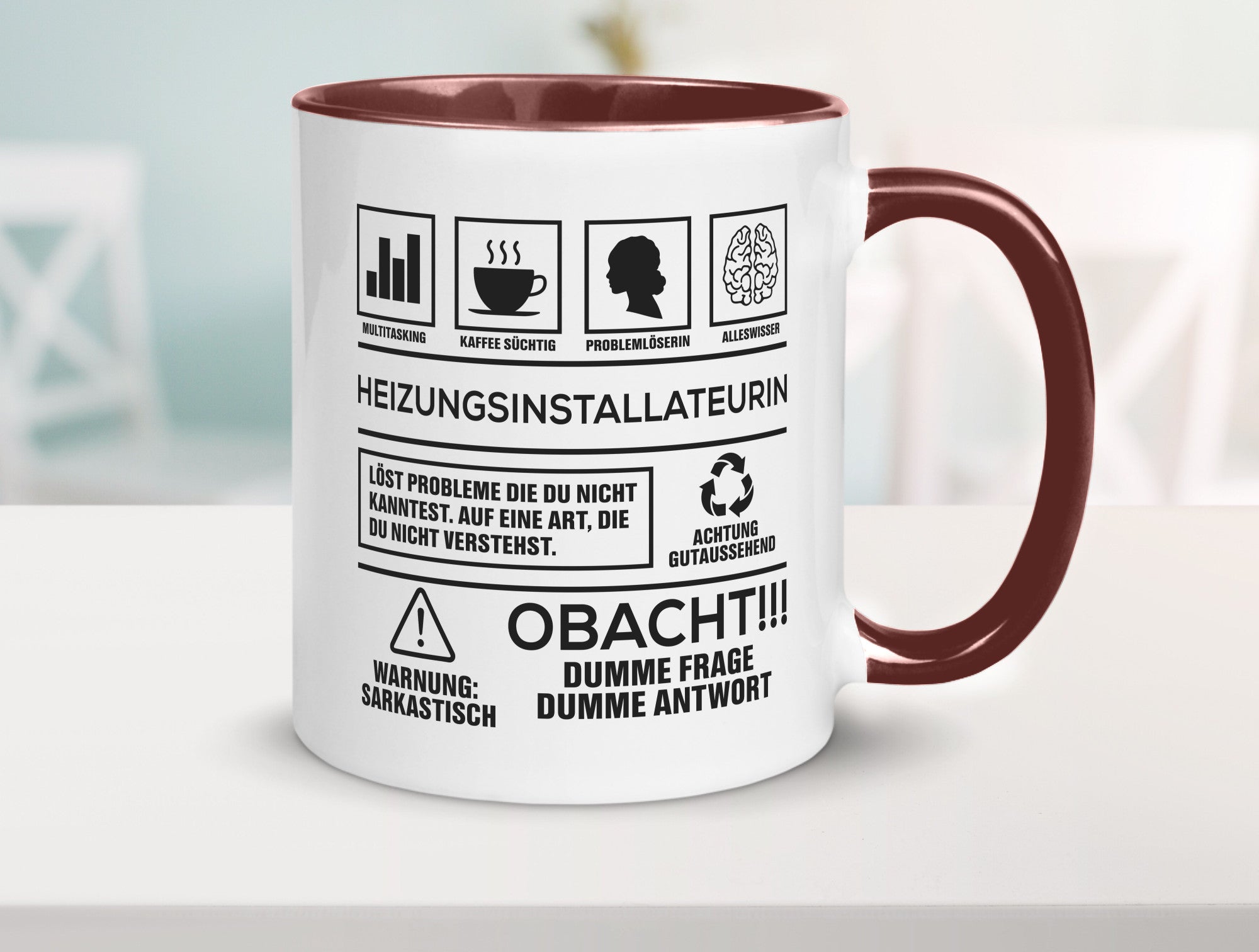 Achtung Probleme Heizungsinstallateurin | Heizung Humor Geschenkidee Tasse