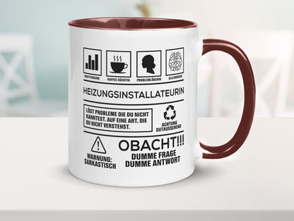 Achtung Probleme Heizungsinstallateurin | Heizung Humor Geschenkidee Tasse