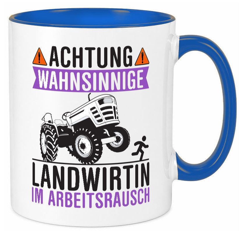 Landwirtin im Arbeitsrausch | Bauer Achtung! lustiger Spruch Geschenk Arbeit Tasse
