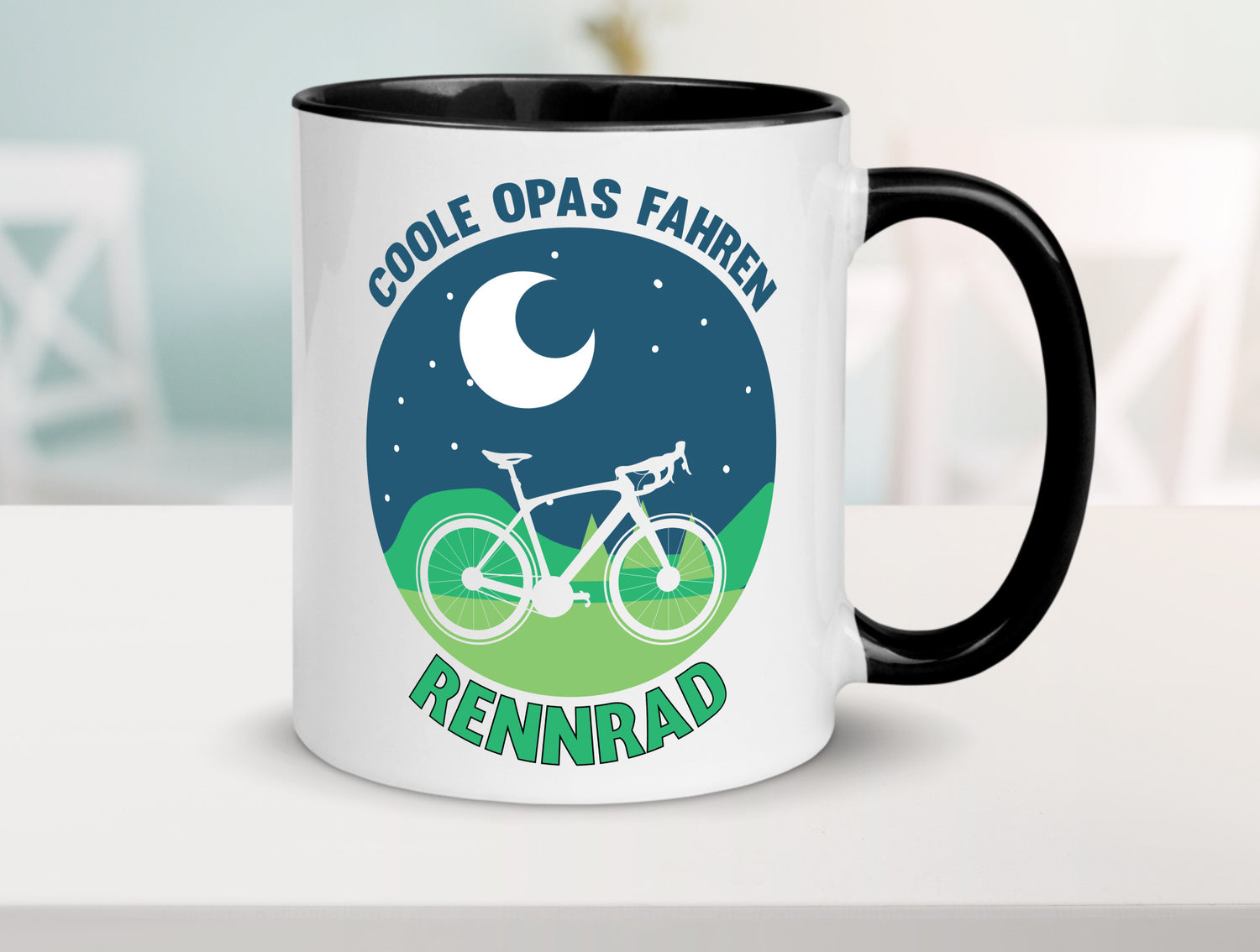 Coole Opas fahren Rennrad | Mond Landschaft Geschenk Familie Geschenkidee