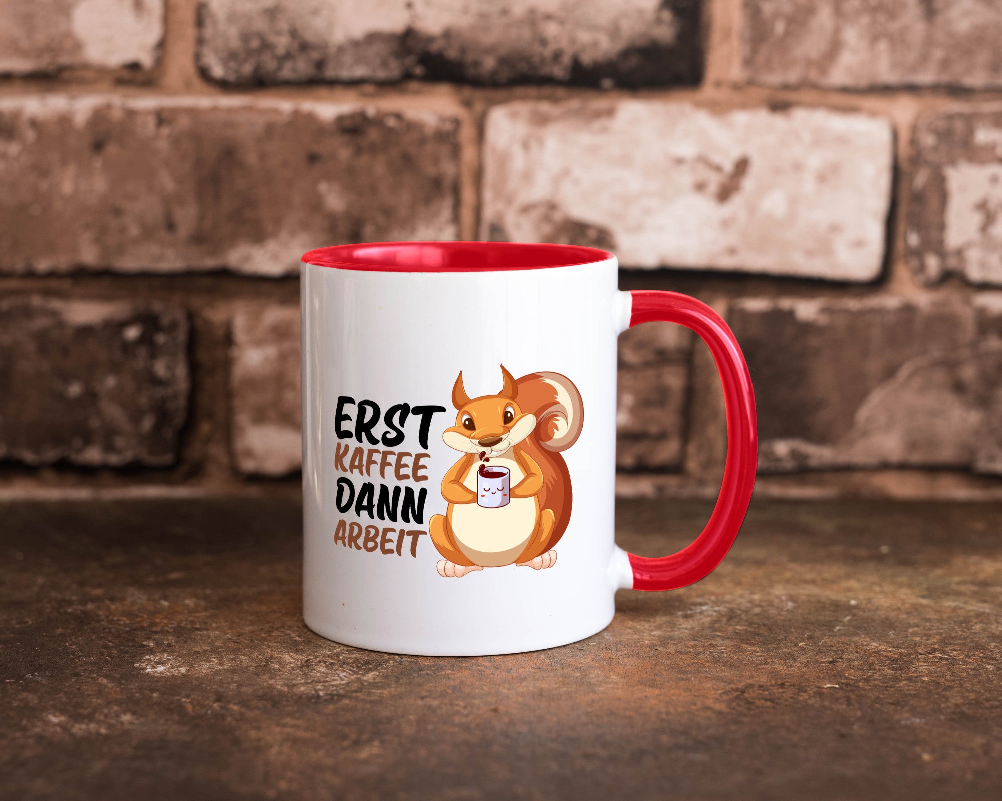 Erst Kaffee dann Arbeit | Büro Eichhörnchen Kaffeefreund Humor Kollegen
