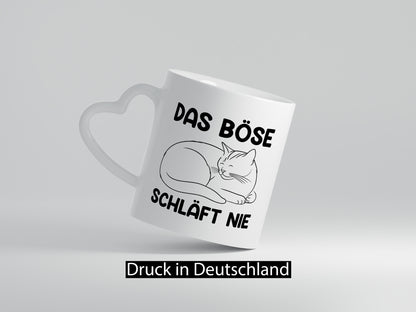 Das Böse schläft nie | Katze Frauen Geschenkidee Tierliebhaber Humor Tasse