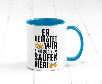 JGA | Er heiratet Junggesellenabschied Polterabend v2 lustiger Spruch Geschenk