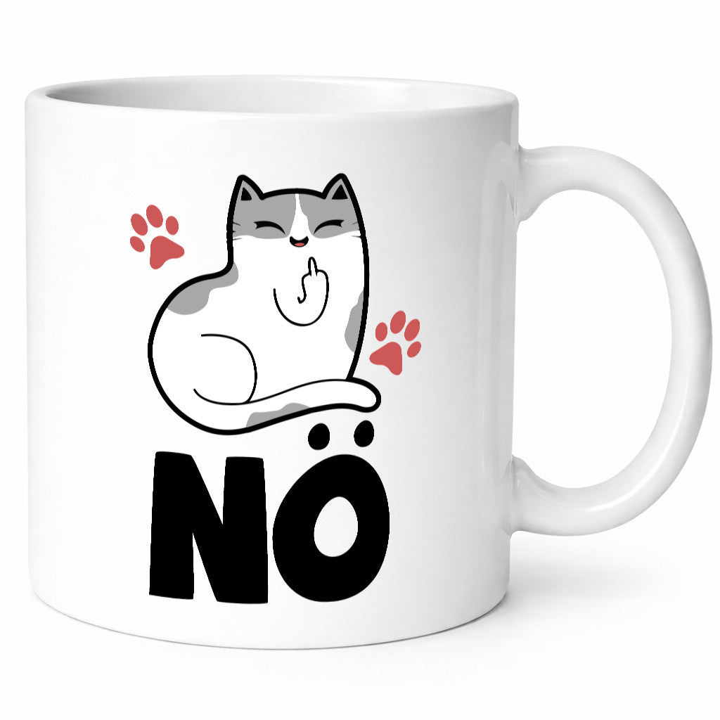 Nö mit Katze Geschenk Tierliebhaber Humor lustiger Spruch Tasse