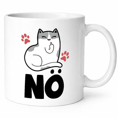Nö mit Katze Geschenk Tierliebhaber Humor lustiger Spruch Tasse