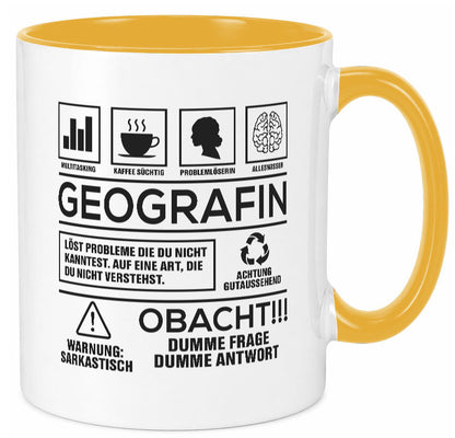 Achtung Probleme Geografin | Geografie Geschenkidee Humor Tasse