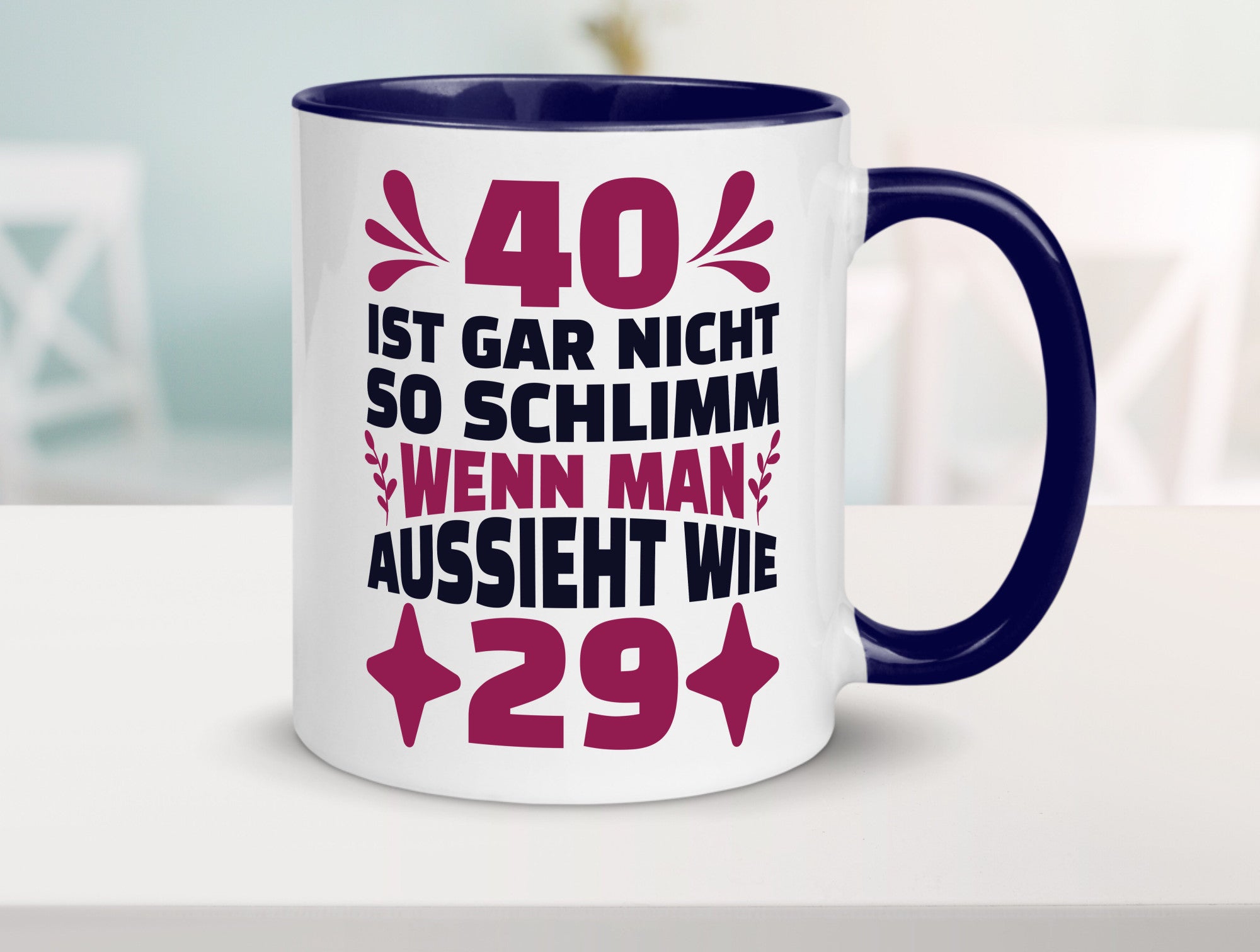 40 ist gar nicht schlimm | 40. Geburtstag Jung aussehen Geschenkidee Humor Tasse