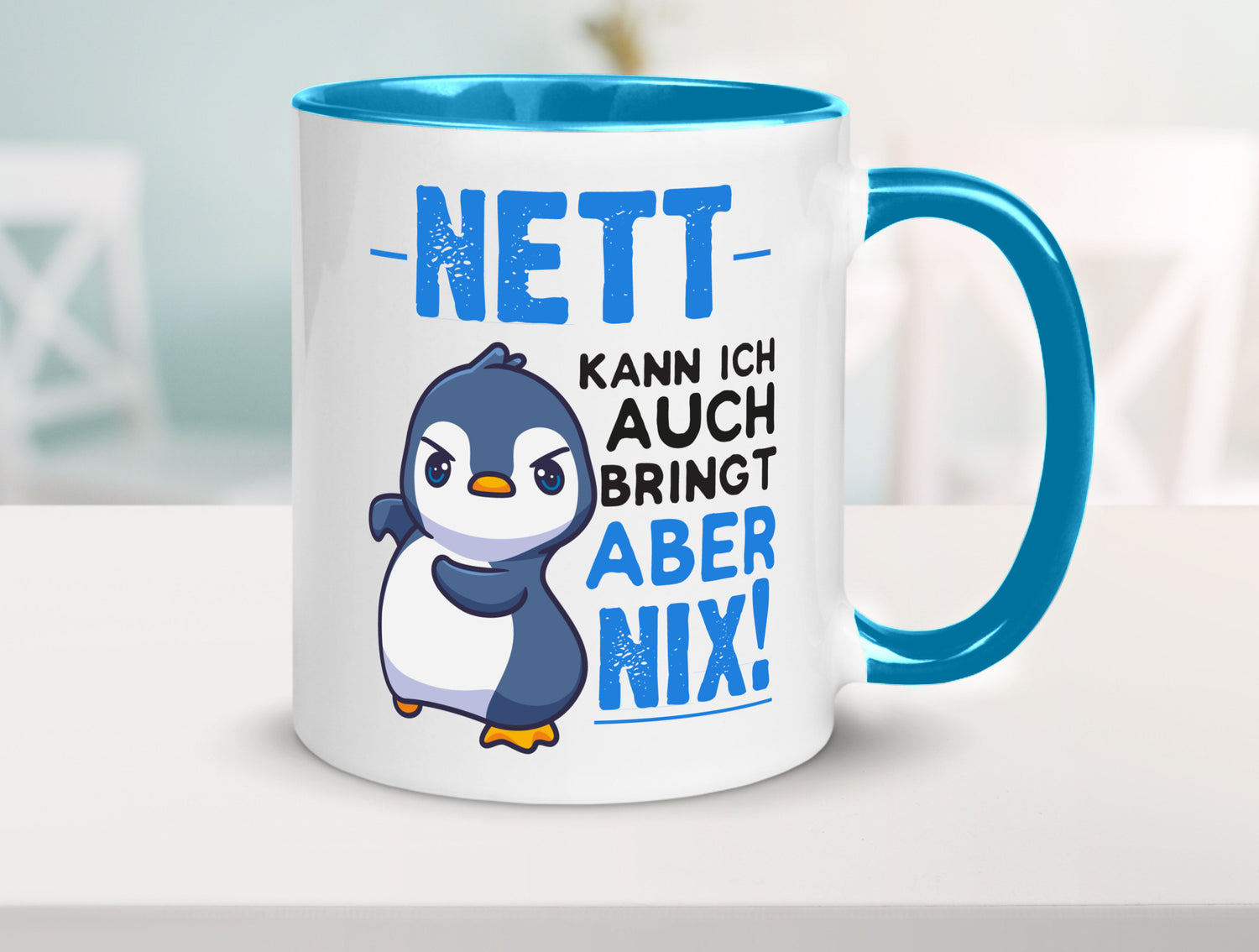 Nett kann ich auch | lustige Spruchtasse Pinguin Geschenk Humor Geschenkidee