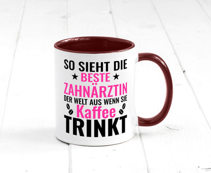 Kaffee trinkt: Zahnärztin | Zahnmedizin Beruf Geschenk Arbeit Kollegen Büro