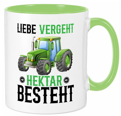 Liebe vergeht Hektar besteht | Traktor Bauer landwirt Humor Geschenkidee Tasse