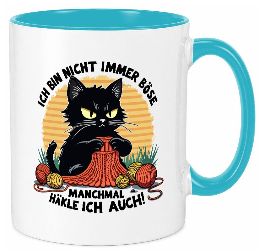 Manchmal Häkle ich auch | Schwarze Katze Häkeln lustig Tierliebhaber Humor Tasse