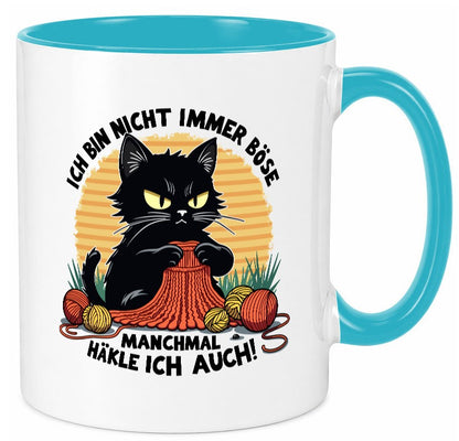 Manchmal Häkle ich auch | Schwarze Katze Häkeln lustig Tierliebhaber Humor Tasse