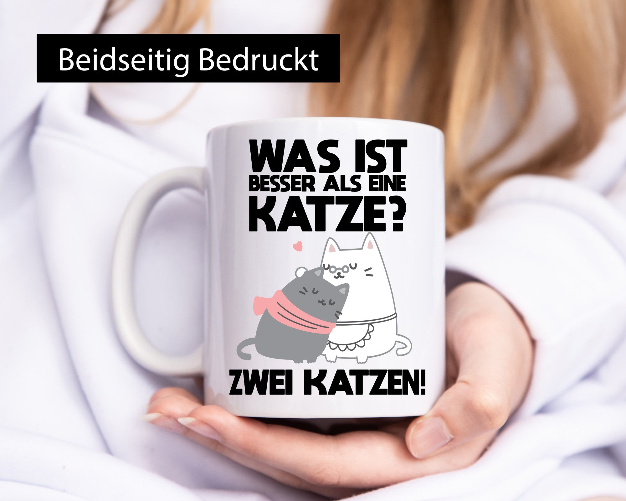 Besser als eine Katze, zwei Katzen | Herzchen Geschenkidee Tierliebhaber Humor