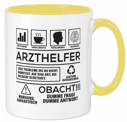 Achtung Probleme Arzthelfer | Fachangestellter Medizin lustiger Spruch Geschenk Tasse