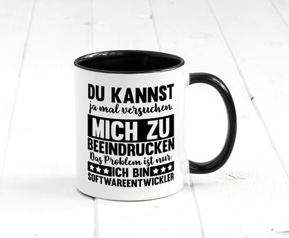 Versuch mich zu beeindrucken, bin Softwareentwickler | IT Humor Geschenkidee Tasse