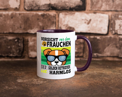 Vorsicht vor dem Frauchen Golden Retriever ist Harmlos lustiger Spruch Geschenk