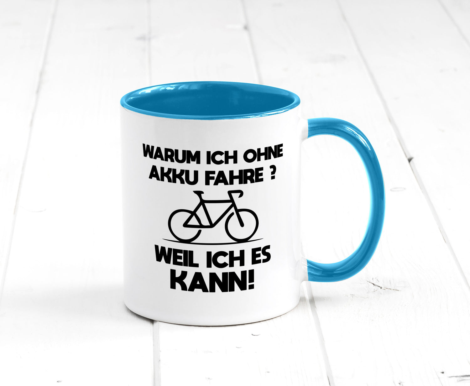 Warum ich ohne Akku fahre weil ichs kann | Radfahren Geschenk Humor