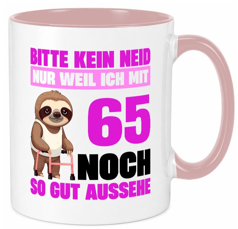 65. Geburtstag | Bitte kein neid Faultier 65 Jahre v2 lustig Geschenkidee Tasse