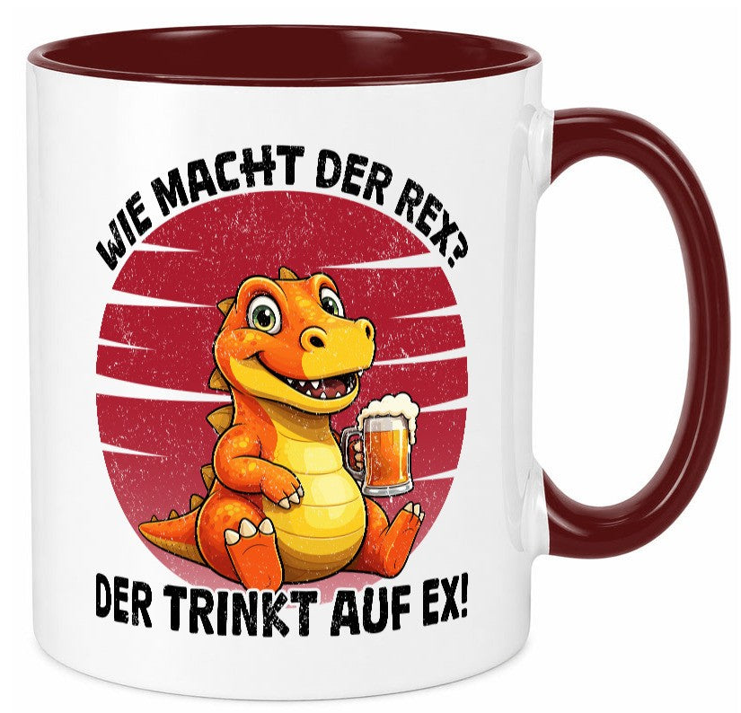 Wie macht der Rex trinkt auf ex | Bier T-Rex v2 lustiger Spruch Geschenk Humor Tasse