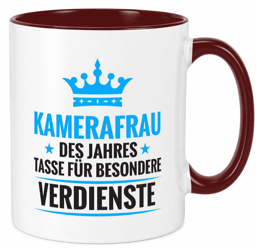 Besonderer Verdienst: Kamerafrau | Kamera Humor Geschenkidee Tasse