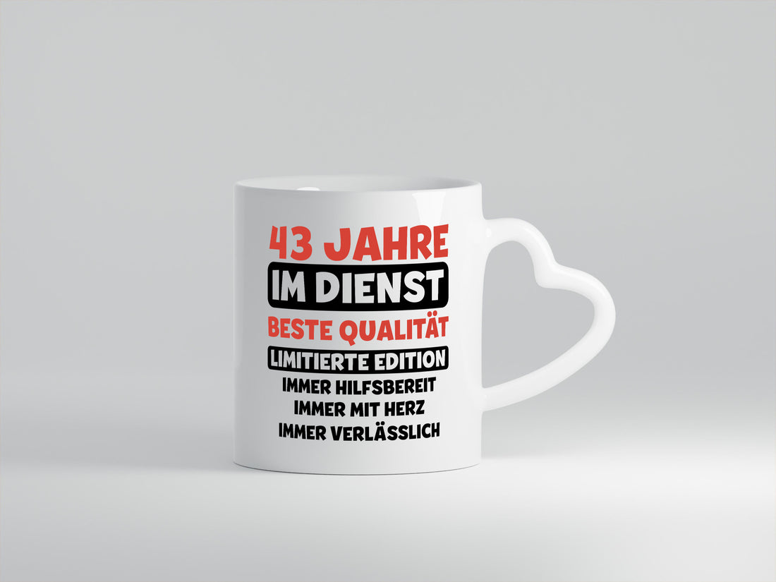 43 Jahre im Dienst | Jubiläum Arbeit v3 lustiger Spruch Geschenk Kollegen Büro Tasse