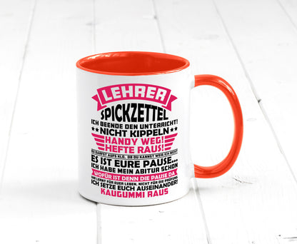 Lehrer Spickzettel | Beruf Tasse lustiger Spruch vl8 Geschenkidee Arbeit