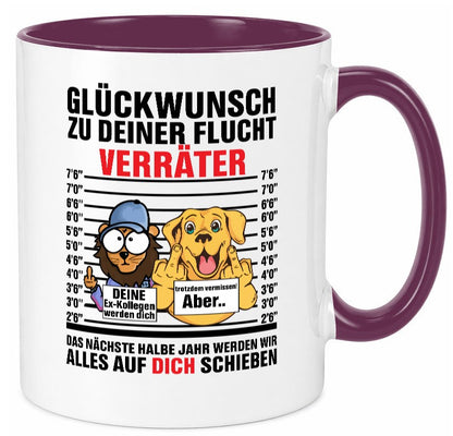 Glüchwunsch zur Flucht | Verräter Ex-Kollegen Humor Arbeit Kollegen Büro Tasse