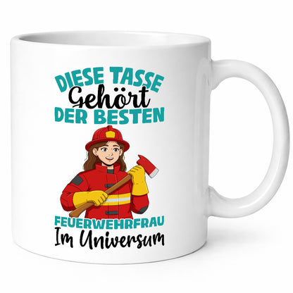 Im Universum: Feuerwehrfrau | Feuerwehr lustig Humor Geschenkidee Geschenk Tasse