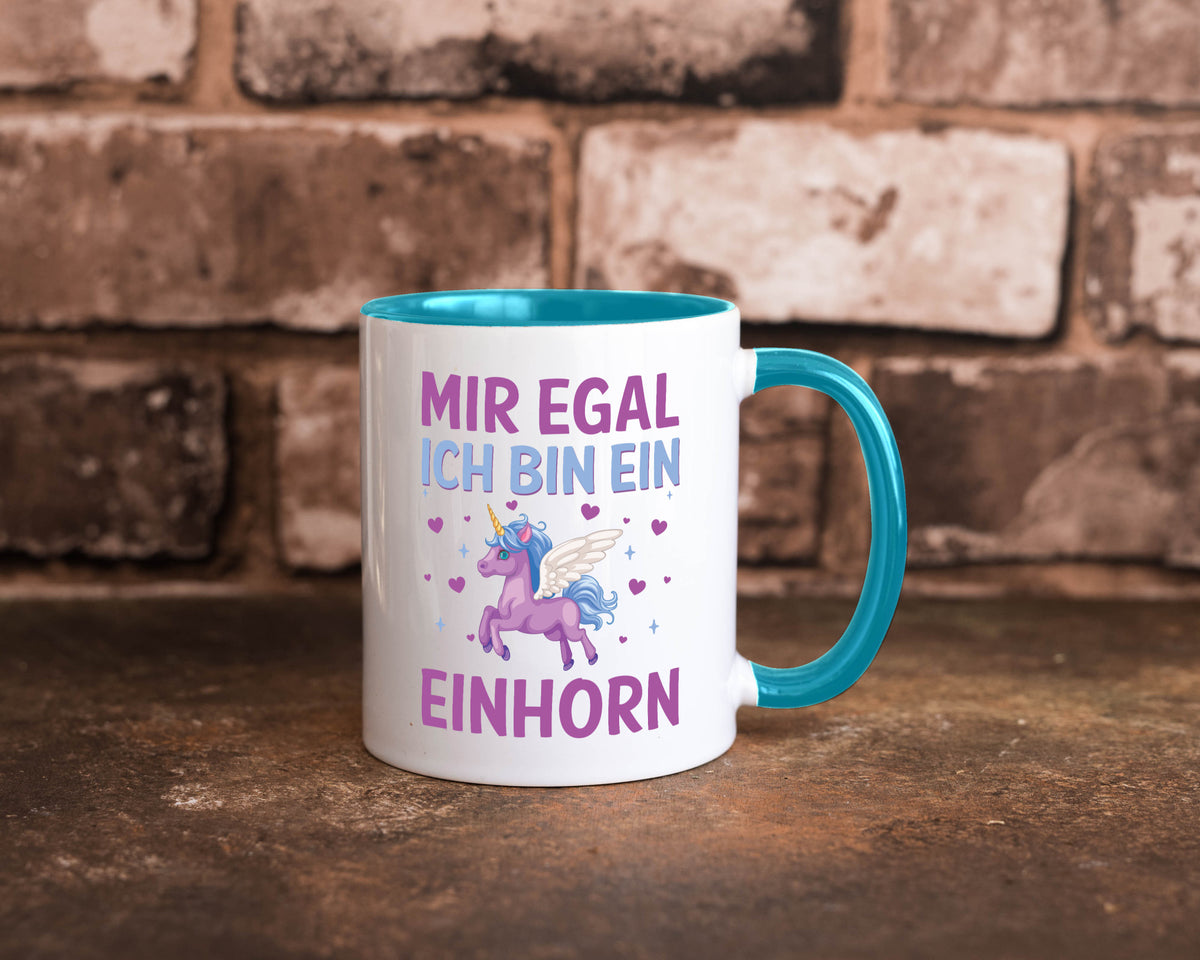 Mir egal, ich bin ein Einhorn| Herzen Geschenkidee Humor Tasse