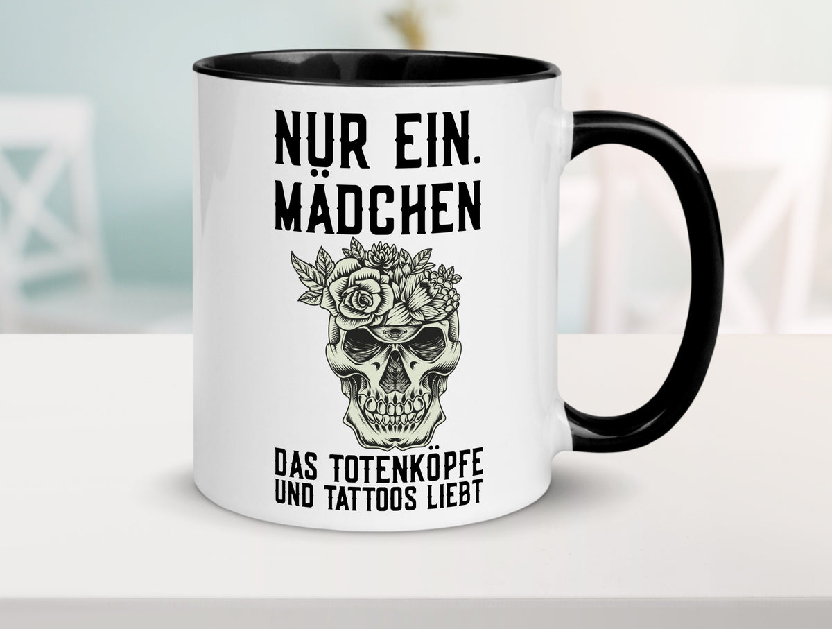 Mädchen |Tattoos und Totenköpfe | Tätowieren Rockabilly Humor Geschenkidee Tasse