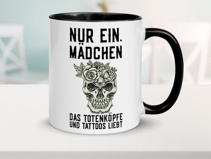 Mädchen |Tattoos und Totenköpfe | Tätowieren Rockabilly Humor Geschenkidee Tasse