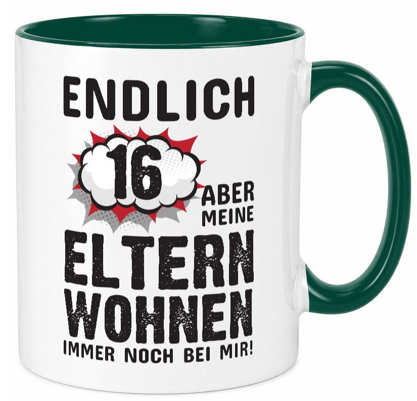 Endlich 16 | Geburtstag Tasse lustiges Statement lustiger Spruch Geschenk