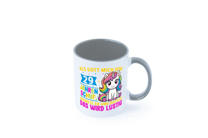 29. Geburtstag | Als Gott mich schuf 40 Jahre v2 Humor Geschenkidee Tasse