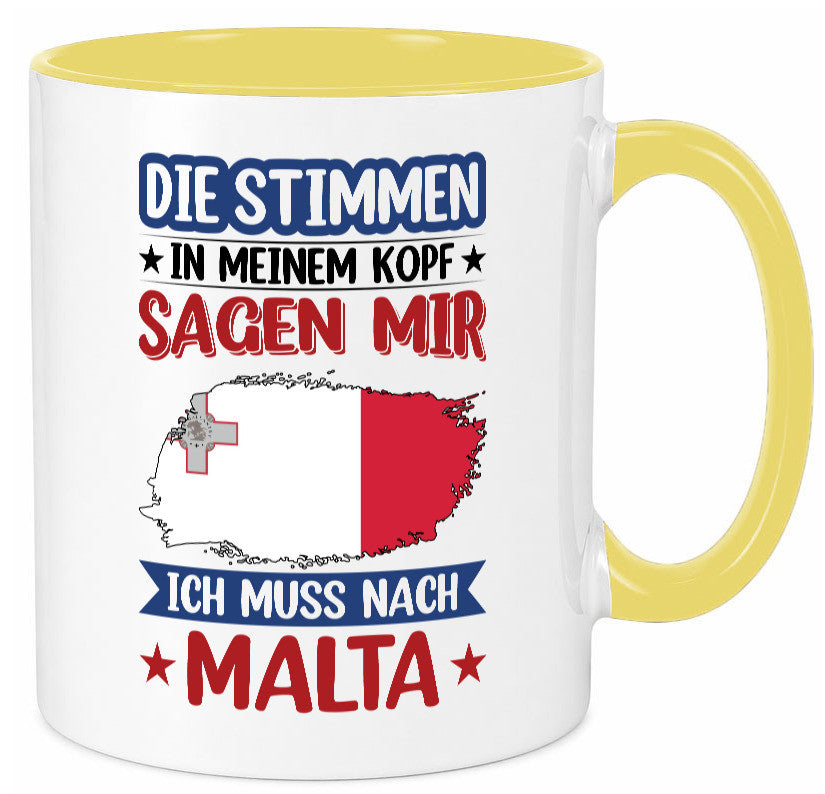 Malta | Urlaub Stimmen in meinem Kopf Traumland lustiger Spruch Geschenk Humor Tasse
