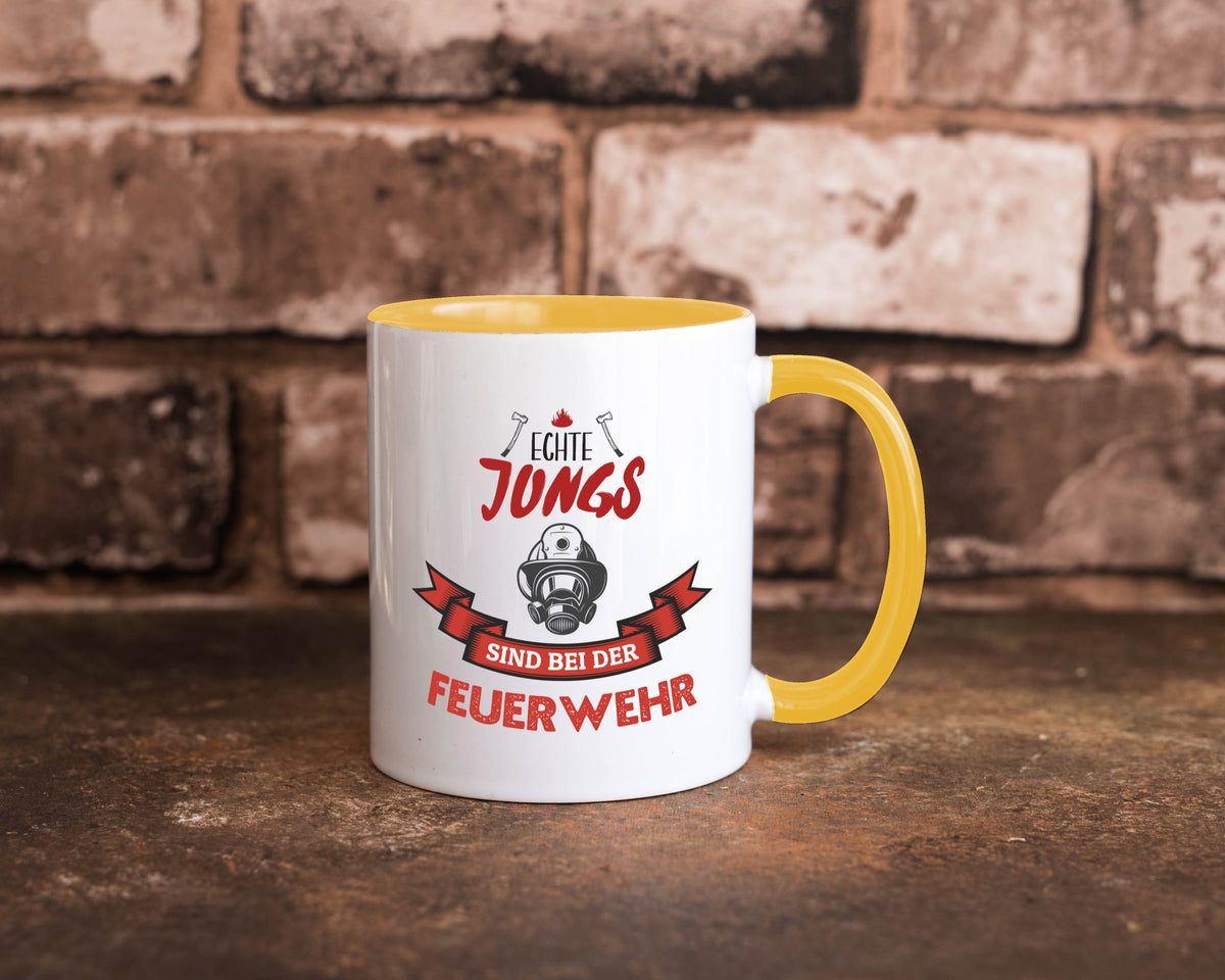 Echte Jungs sind bei der Feuerwehr | Feuerwehrmann lustiger Spruch Geschenk Tasse