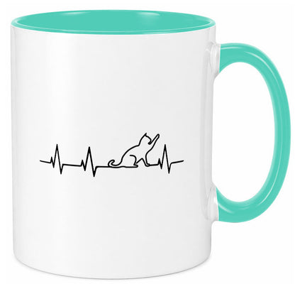 Katze Herzschlag | Katzenliebe Kater Katzenbesitzer lustig Tierliebhaber Humor Tasse