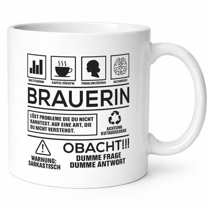 Achtung Probleme Brauerin | Bier Brauerei Geschenkidee Humor Tasse