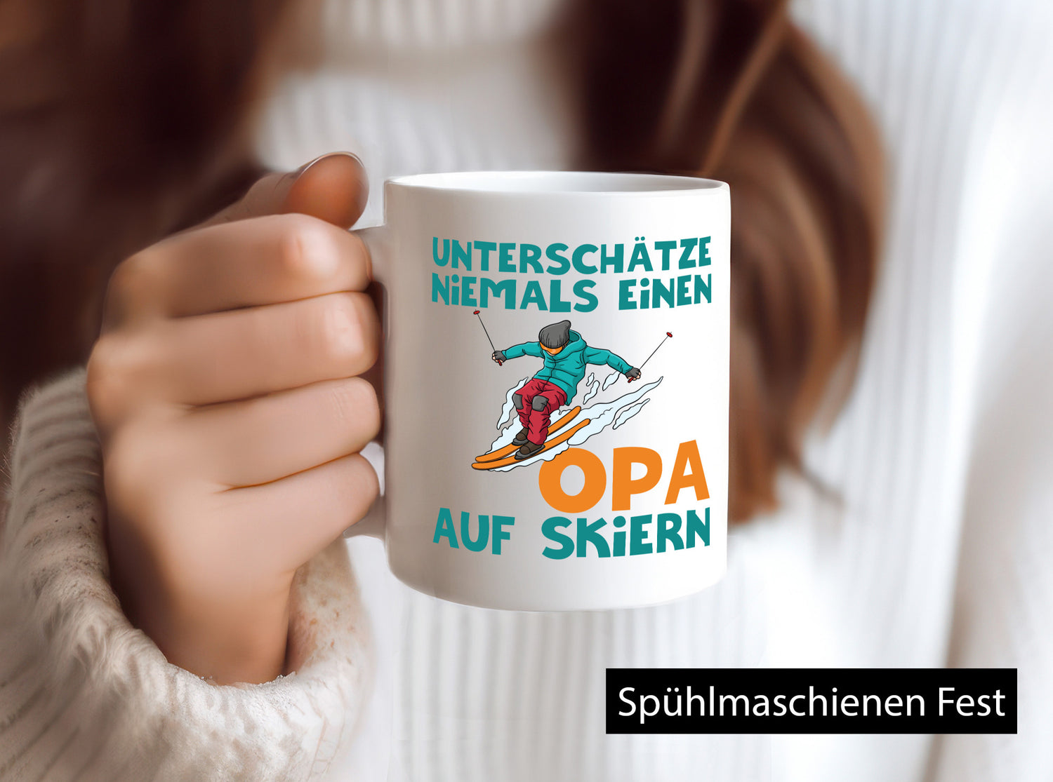 Unterschätze keinen Opa auf Skiern | Skifahrer Schnee Geschenk Familie