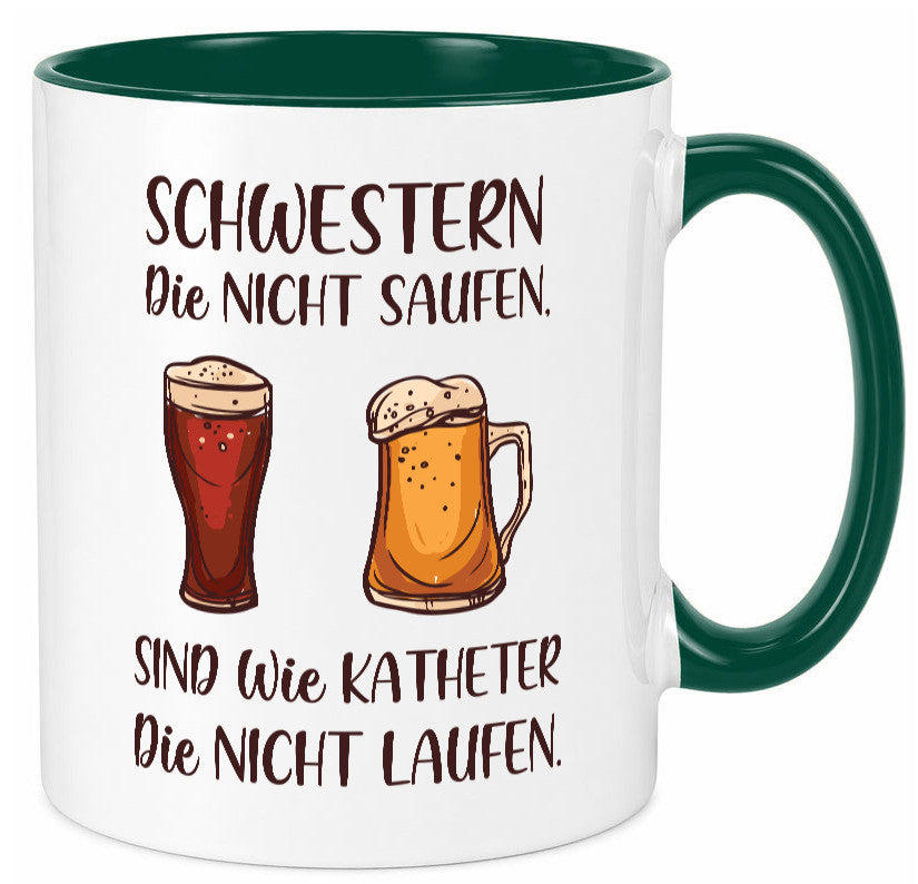 Schwestern die nicht saufen, Katheder laufen | Gläser lustiger Spruch Geschenk