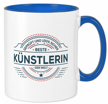 Geprüft und sicher: Künstlerin| Spruch lustig | Kunst Humor Geschenkidee Tasse