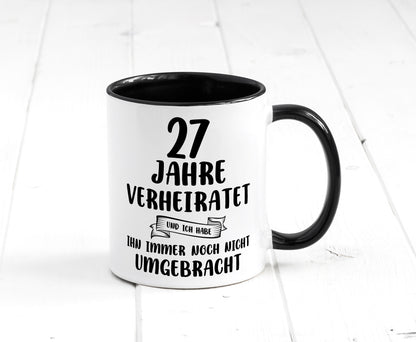 27 Jahre Verheiratet, immer noch am Leben! Geschenkidee Humor Tasse