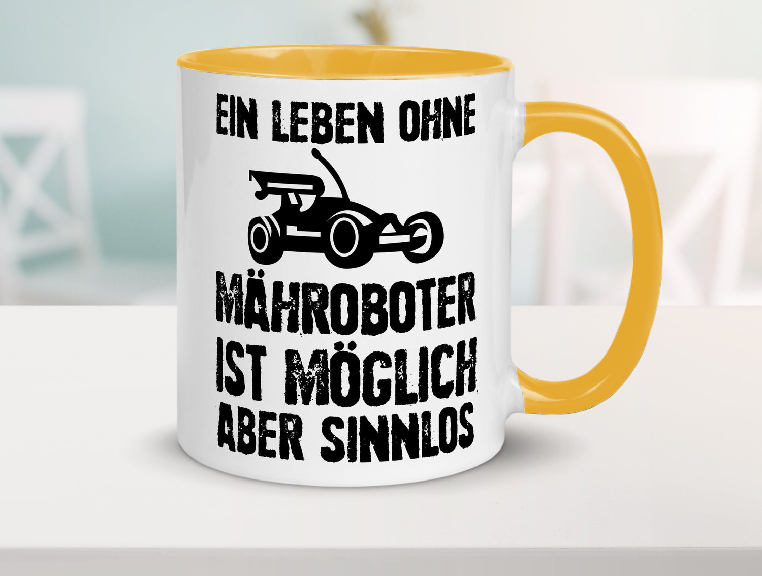 Leben oihne Mähroboter, möglich, aber sinnlos | Garten Geschenkidee Humor Tasse