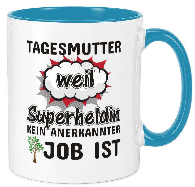 Tagesmutter Superheldin | Beruf Tasse Kinderzeichnung Geschenkidee Familie Humor
