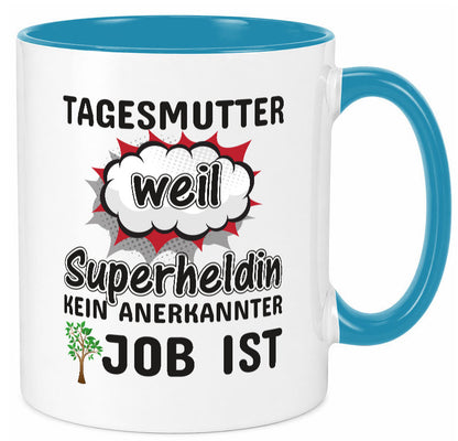 Tagesmutter Superheldin | Beruf Tasse Kinderzeichnung Geschenkidee Familie Humor