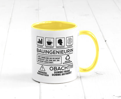Achtung Probleme Bauingenieurin | Ingenieurin Humor Geschenkidee Tasse